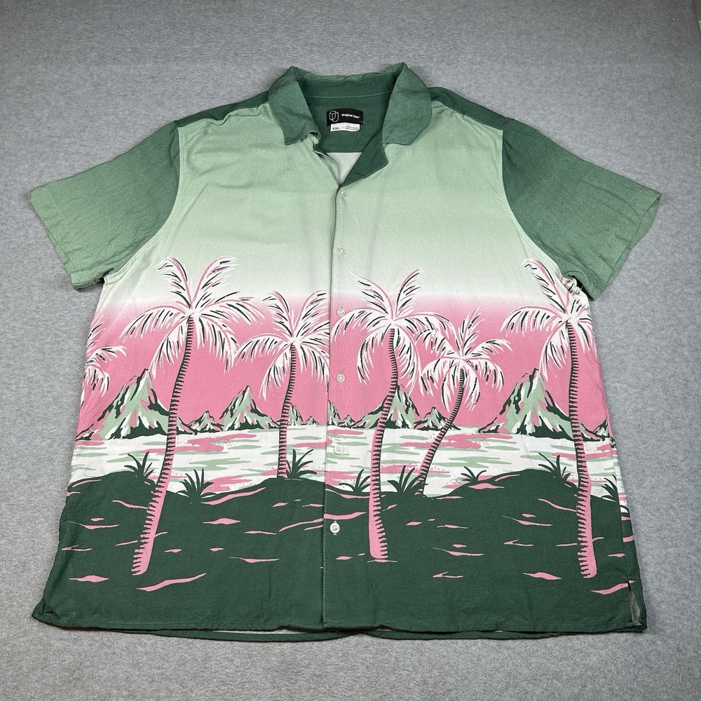 Original Use Tropical Palm Print Rayon Button-Up Shirt XXL Target Resort Vibe